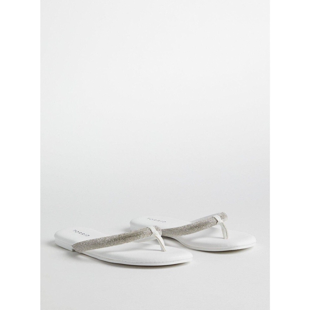 Torrid Tubular Embellished Flip Flop Size 8.5 WW White